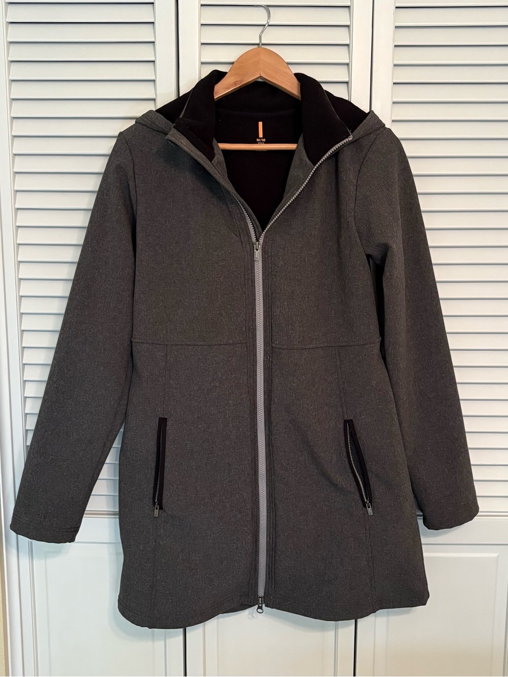 LUCY Women's Hooded Grey Zip-Front Coat